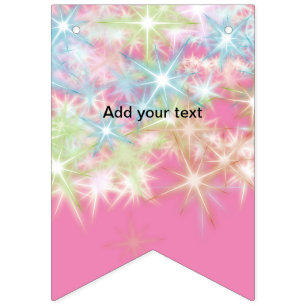 Simple red pink glittersparkle stars add your text bunting flags