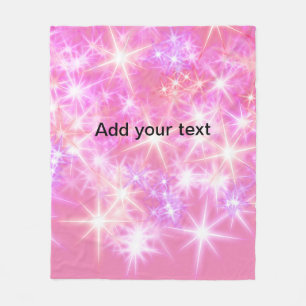 Simple red pink glittersparkle stars add your text fleece blanket