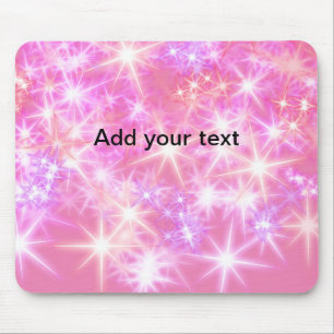 Simple red pink glittersparkle stars add your text mouse pad