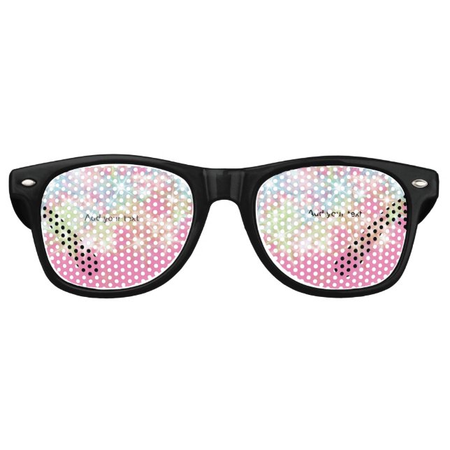 Simple red pink glittersparkle stars add your text retro sunglasses (Front)