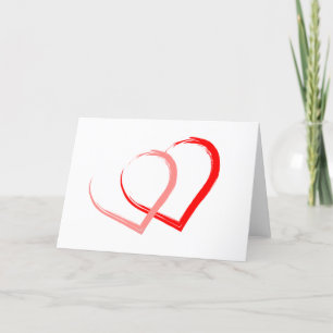 Simple Red Pink Heart Valentine`s Day Elegant Holiday Card