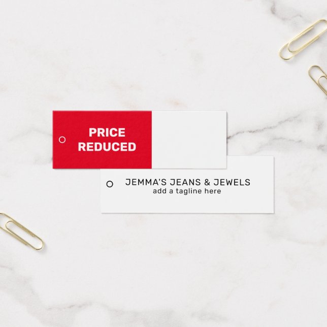 Simple Red Price Reduced Business Name Hang Tag (Office)