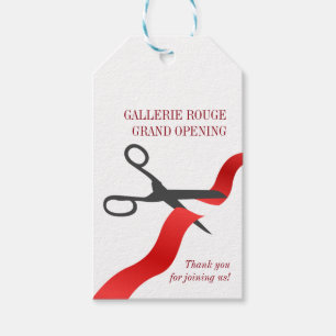 Simple Red Ribbon Cutting Grand Opening Gift Tags