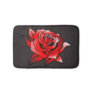 Simple Red Rose Bath Mat