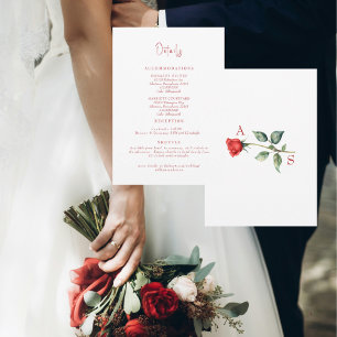 Simple Red Rose Wedding Details Enclosure Invitation
