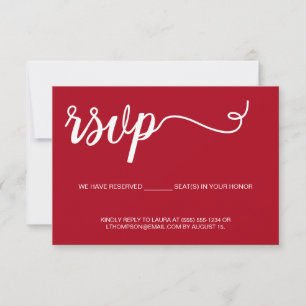 Simple Red RSVP wedding Reserved Seat