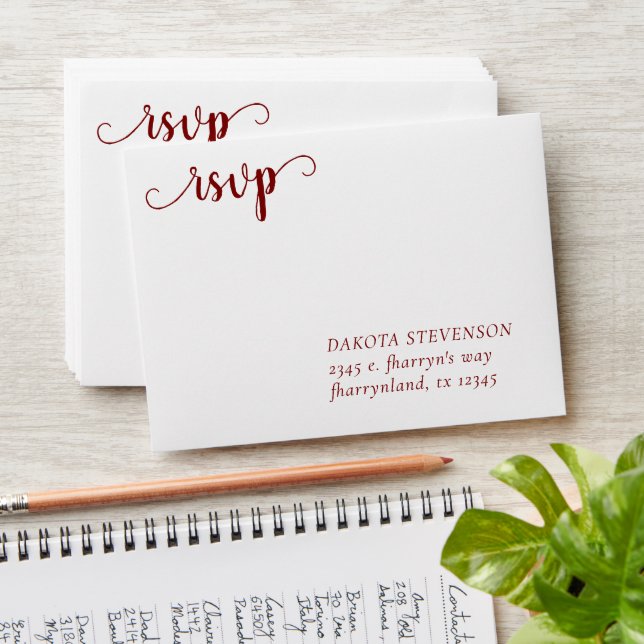 Simple Red Script | Candy Flourish Response Return Envelope (Stacked)