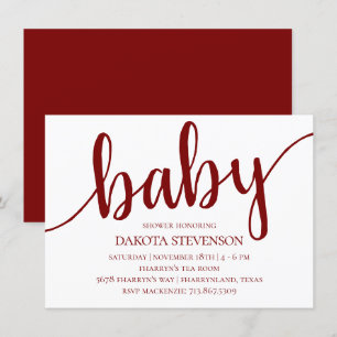 Simple Red Script   Cherry Flourish Baby Shower Invitation