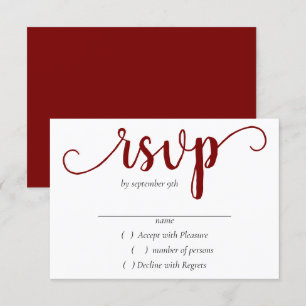 Simple Red Script Cherry Minimalist Flourish RSVP Card