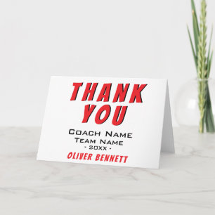 Simple Red Sports Thank you Coach Card