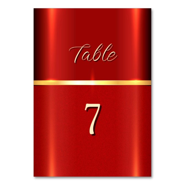 Simple Red Table Number (Front)