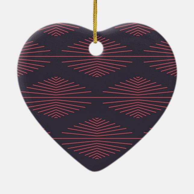 Simple, red, traditional pattern with lines ceramic ornament (Back)