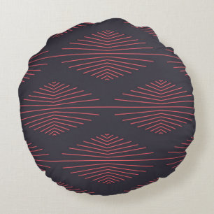 Simple, red, traditional pattern with lines round pillow