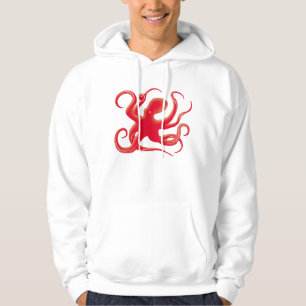 Simple Red Vector Art Octopus Silhouette Hoodie