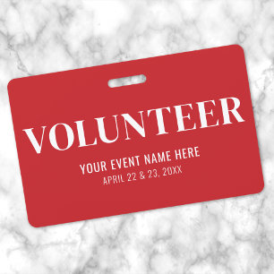 Simple Red Volunteer Badge