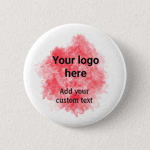Simple red watercolor add your logo custom text mi 2 inch round button