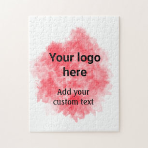 Simple red watercolor add your logo custom text mi jigsaw puzzle