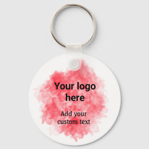 Simple red watercolor add your logo custom text mi keychain