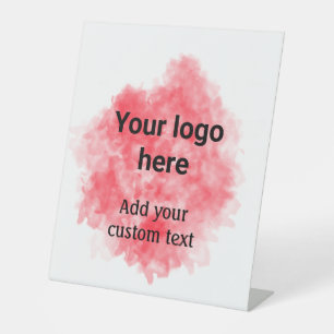 Simple red watercolor add your logo custom text mi pedestal sign