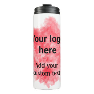 Simple red watercolor add your logo custom text mi thermal tumbler