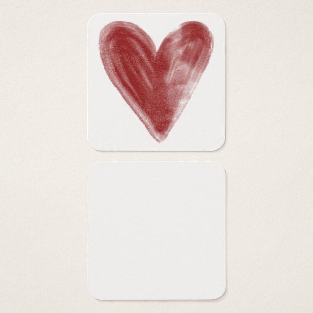 Simple, Red, Watercolor Heart on Personal Notes (Front & Back)