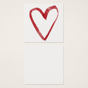 Simple, Red, Watercolor Heart Outline 8 Note Cards