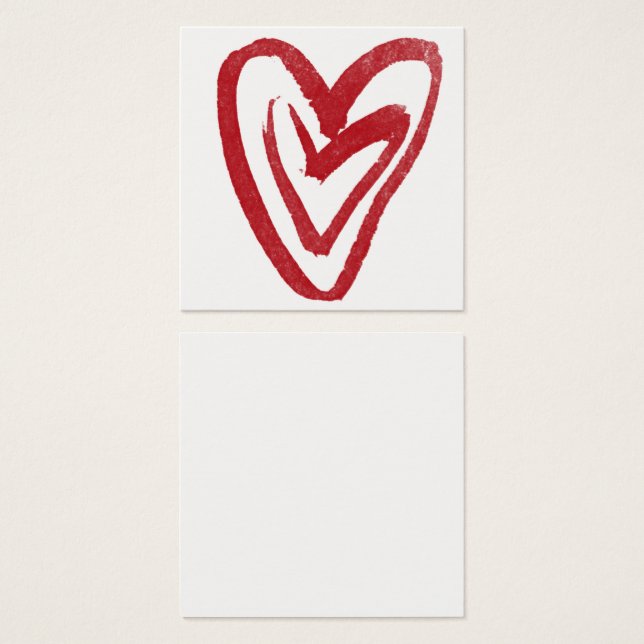 Simple Red Watercolor Nesting Hearts 10 Note Cards (Front & Back)