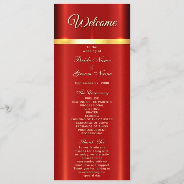 Simple Red Wedding Program (Front)