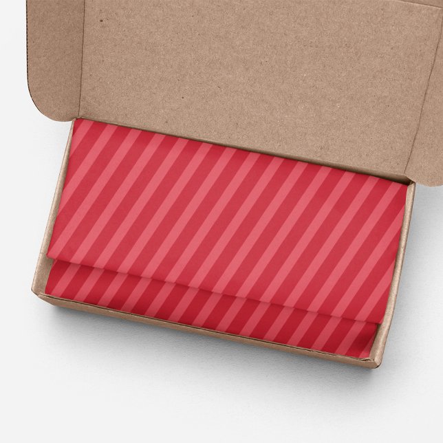 Simple Red Whimsical Cute Classic Striped Pattern Tissue Paper (Red striped pattern tissue paper. )