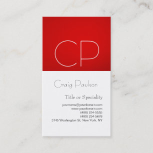 Simple Red White Consultant Business Card