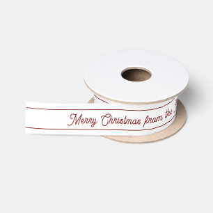 Simple Red   White Festive Ribbon custom text Satin Ribbon