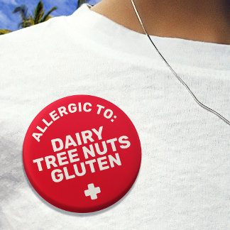 Simple Red White Food Allergy Medical Alert 1 Inch Round Button