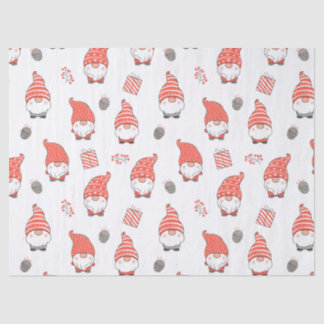 Simple Red White Gnome Gift Holiday Christmas Tissue Paper