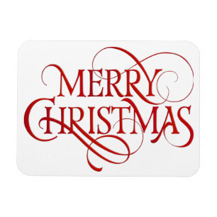 Simple Red & White Merry Christmas Flexible Magnet