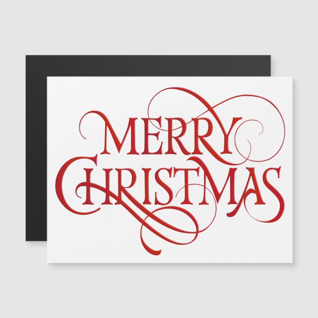 Simple Red & White Merry Christmas Magnetic Card (Front/Back)
