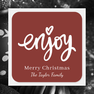 Simple Red & White Minimal Christmas Baking Square Sticker