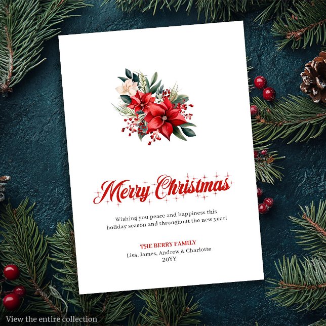 Simple Red White Poinsettia Custom Greeting Card (Simple Red White Poinsettia Custom Greeting Card

)