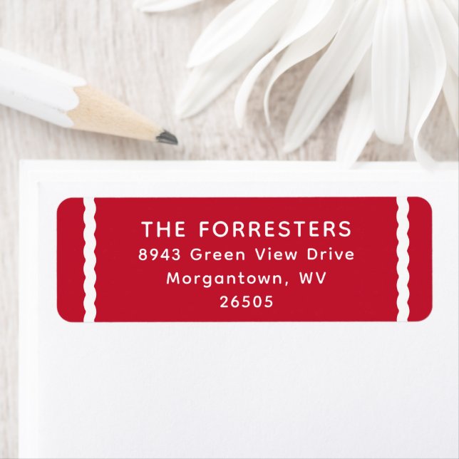 Simple red white stripe holiday return address (Insitu)