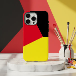 Simple Red & yellow geometric Colour block on blac iPhone 16 Pro Max Case