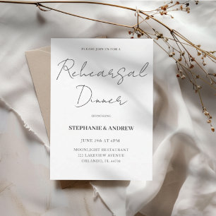 Simple Rehearsal Dinner Black & White Wedding  Invitation