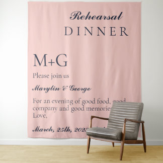 SIMPLE REHEARSAL DINNER OXFORD BLUE AND BABY PINK TAPESTRY