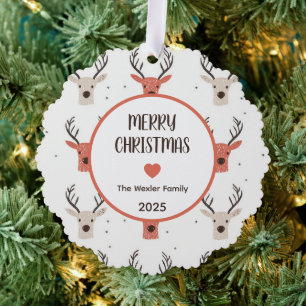 Simple Reindeer Merry Christmas Photo  Ornament Card