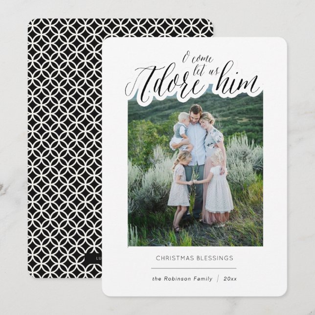 Simple Religious Adore Him Christmas Card (Front/Back)