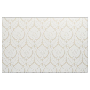 Simple Renaissance Damask, White on Ivory Fabric