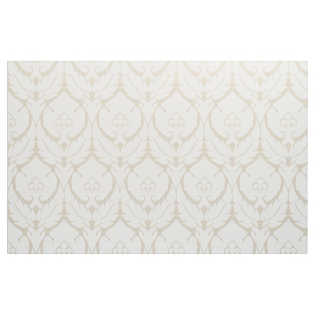 Simple Renaissance Damask, White on Ivory Fabric (Fat Quarter)