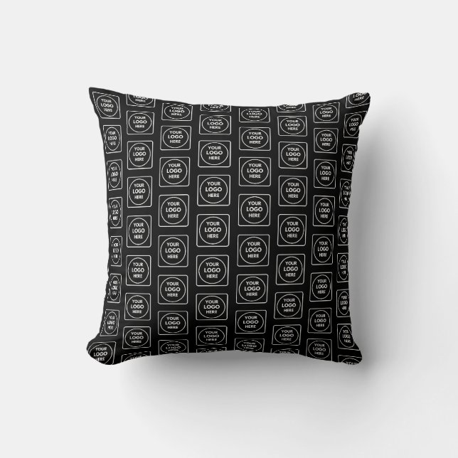 Simple Repeating Logo Black Grey Gradient Throw  Pillow (Front)