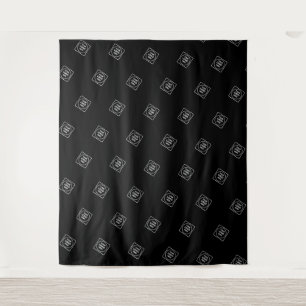Simple Repeating Logo Pattern Black Wall Branding Tapestry