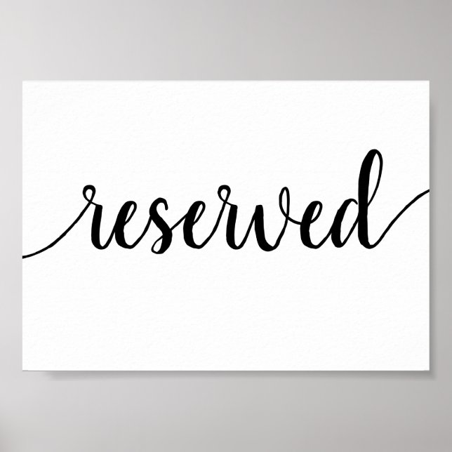 Simple Reserved | Black Script Any Event Table Poster (Front)
