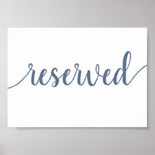 Simple Reserved   Dusty Blue Any Event Table Poster