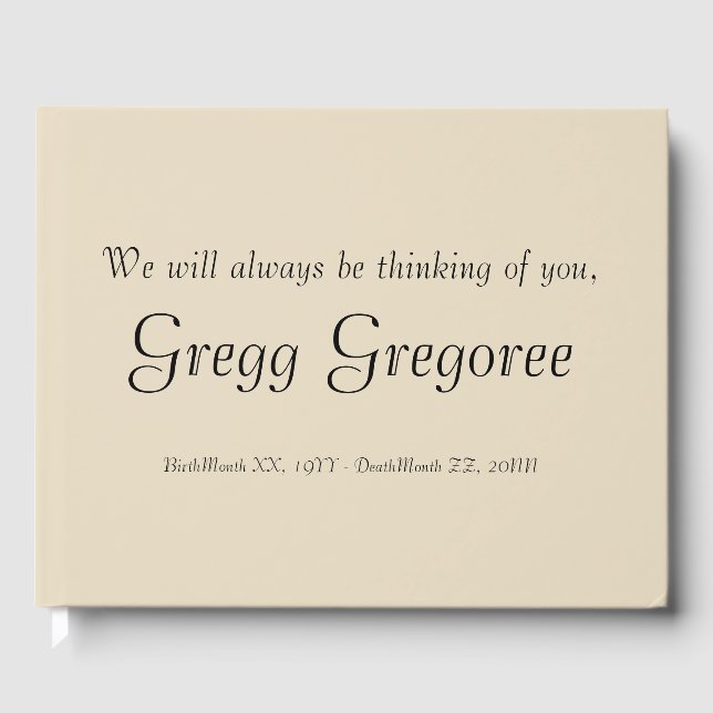 Simple & Respectable Sympathy Guestbook (Front)